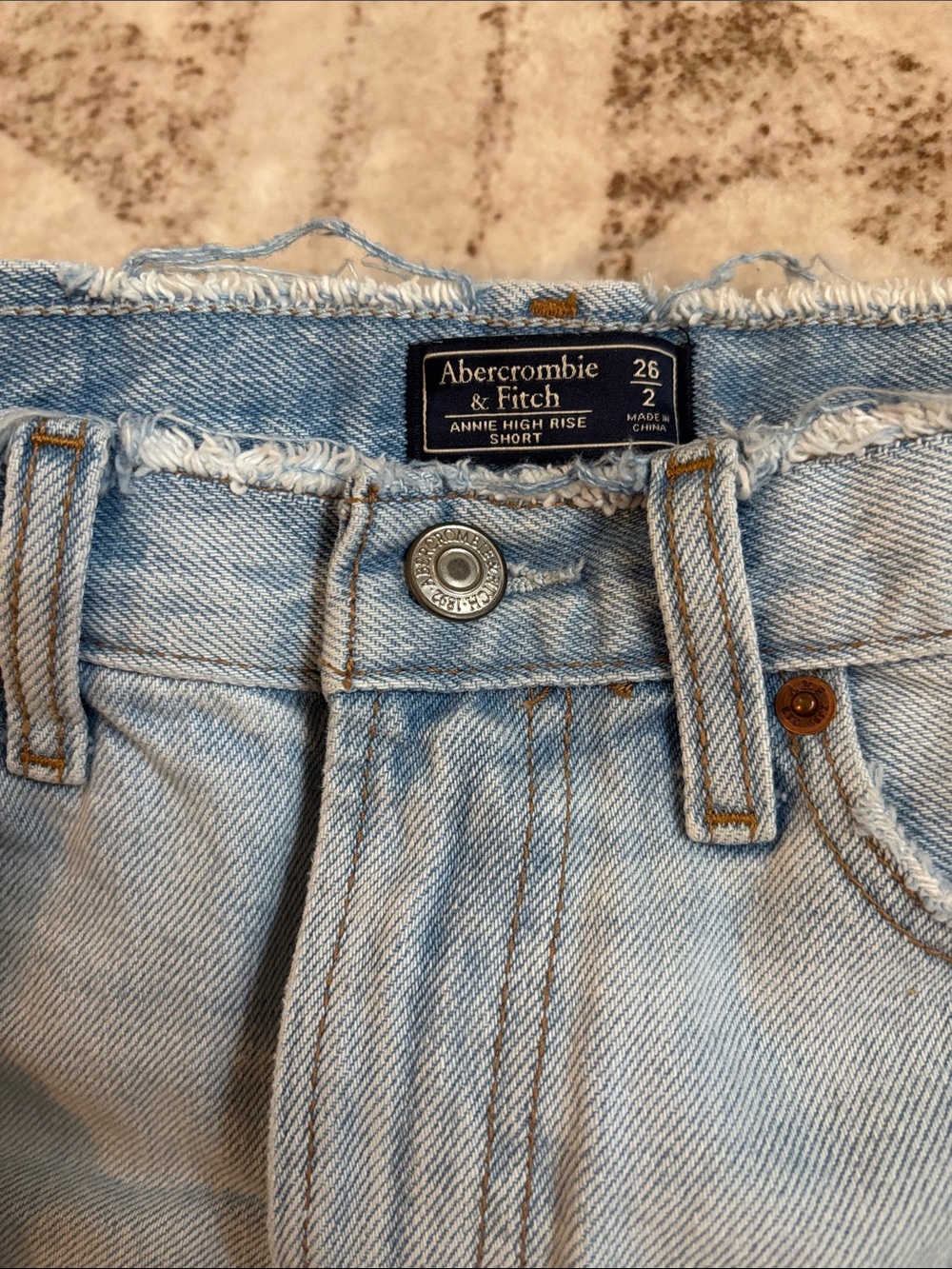Abercrombie & Fitch High Rise Light Wash Distressed Denim Cutoff Shorts - Picture 2 of 4